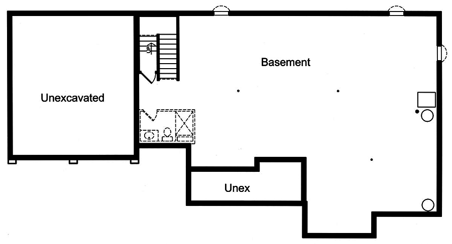 Floor Plan Basement of Transitional Plan #169-1163
