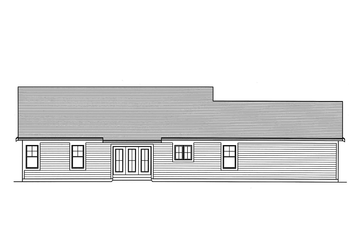 Home Plan Rear Elevation of this 3-Bedroom,1593 Sq Ft Plan -169-1163