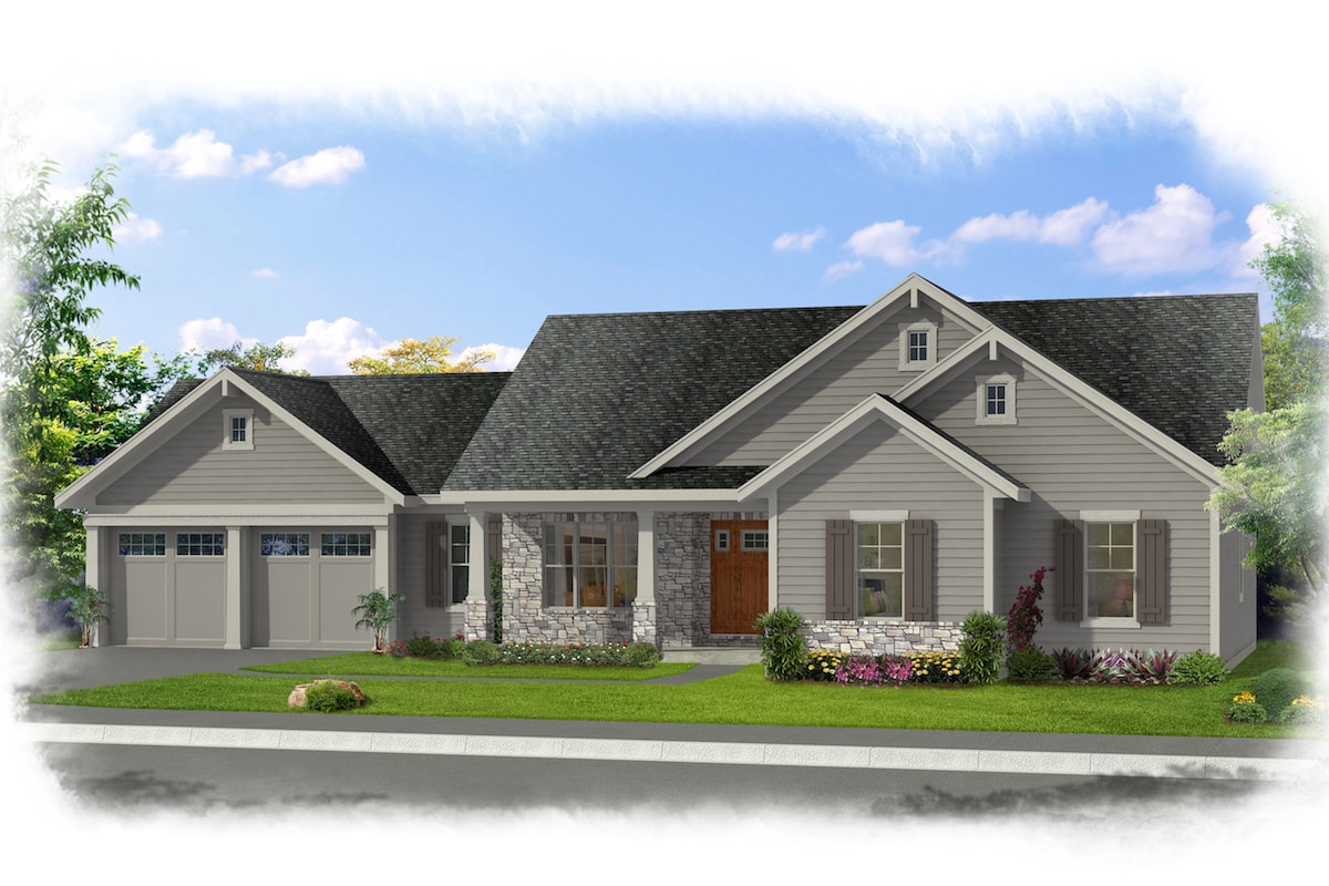 Transitional home plan (ThePlanCollection: House Plan #169-1163)