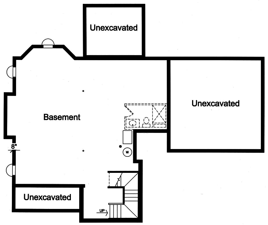 Floor Plan Basement of Craftsman Plan #169-1164