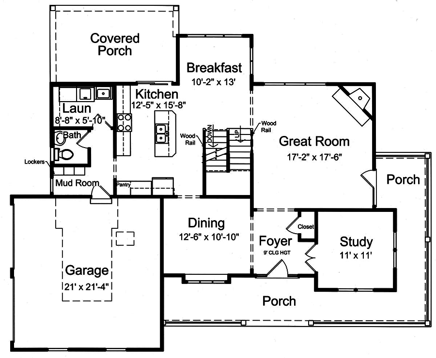 Floor Plan First Story of Country Plan #169-1166