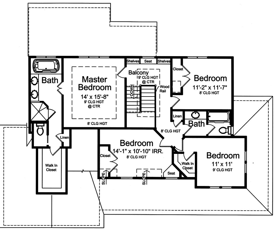 Floor Plan Second Story of Country Plan #169-1166