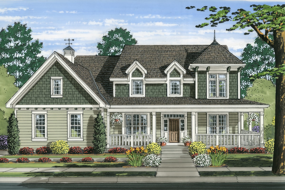 Front elevation of Country home (ThePlanCollection: House Plan #169-1166)