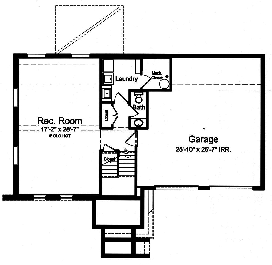 Floor Plan Basement of Ranch Plan #169-1167