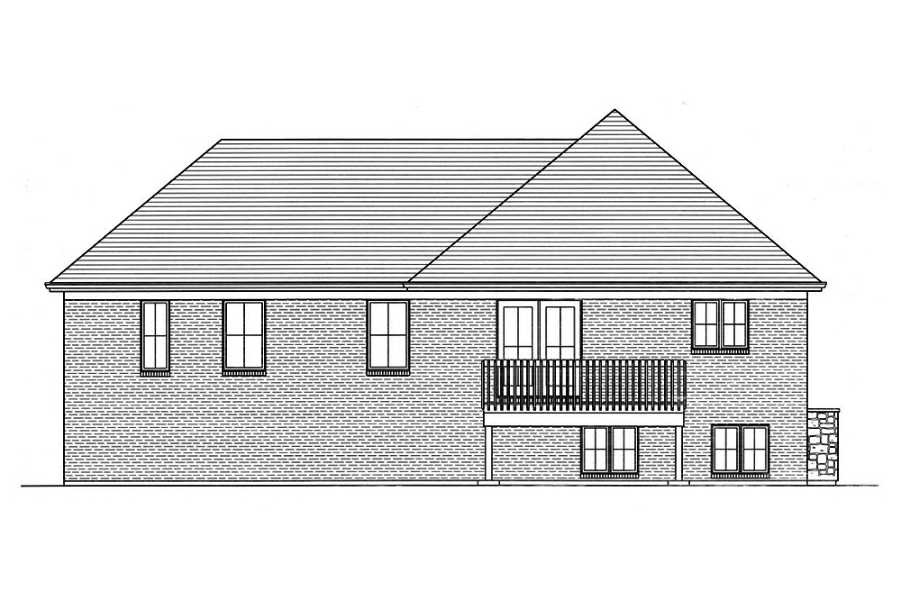 Home Plan Rear Elevation of this 3-Bedroom,1498 Sq Ft Plan -169-1167