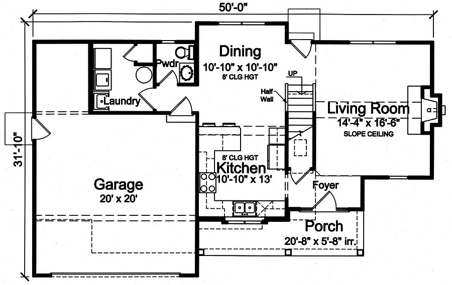 Floor Plan First Story of Traditional Plan #169-1169