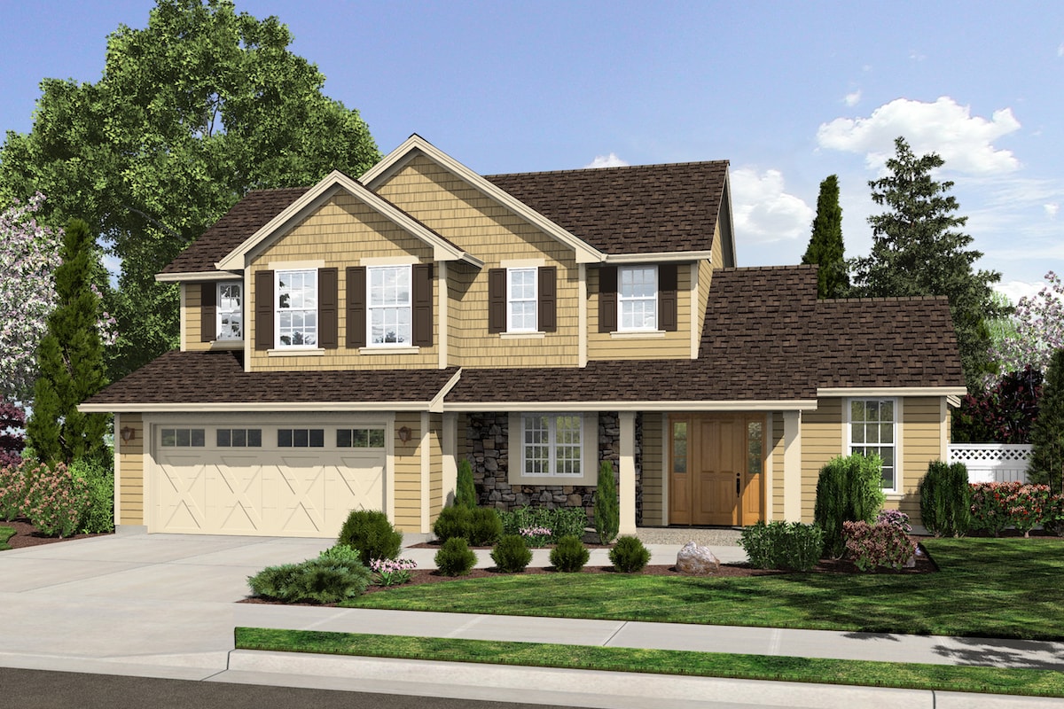 Front elevation of Traditional home (ThePlanCollection: House Plan #169-1169)