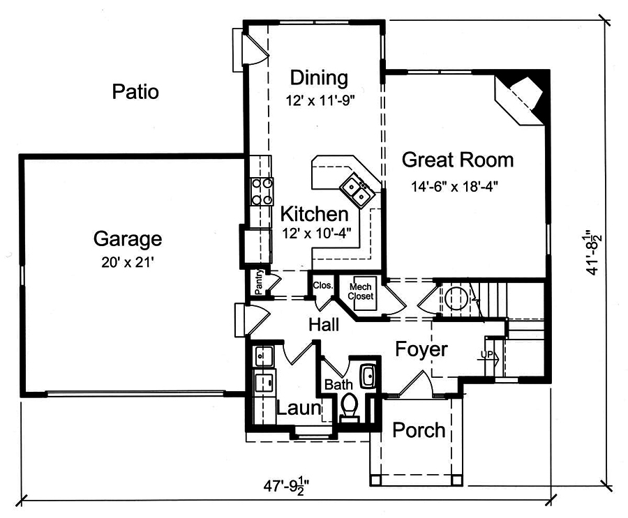 Floor Plan First Story of Traditional Plan #169-1170