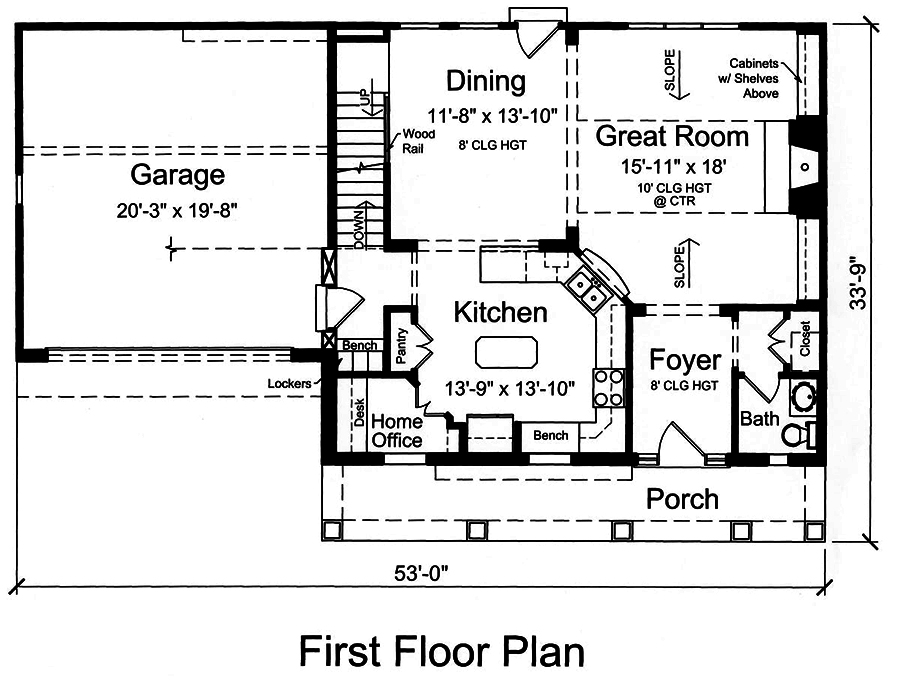 Floor Plan First Story of Country Plan #169-1172