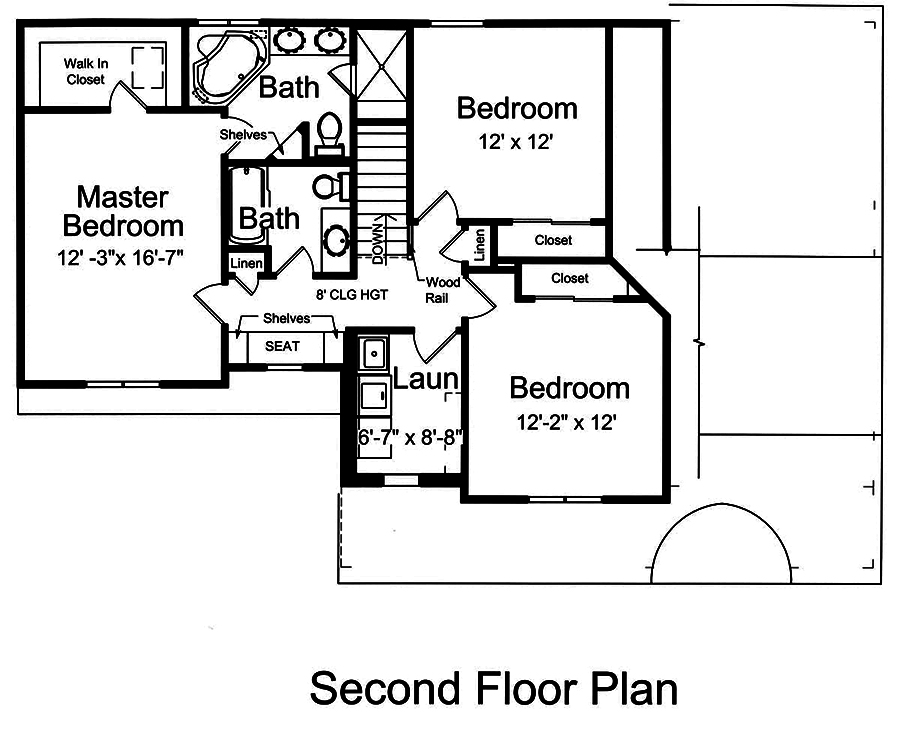 Floor Plan Second Story of Country Plan #169-1172