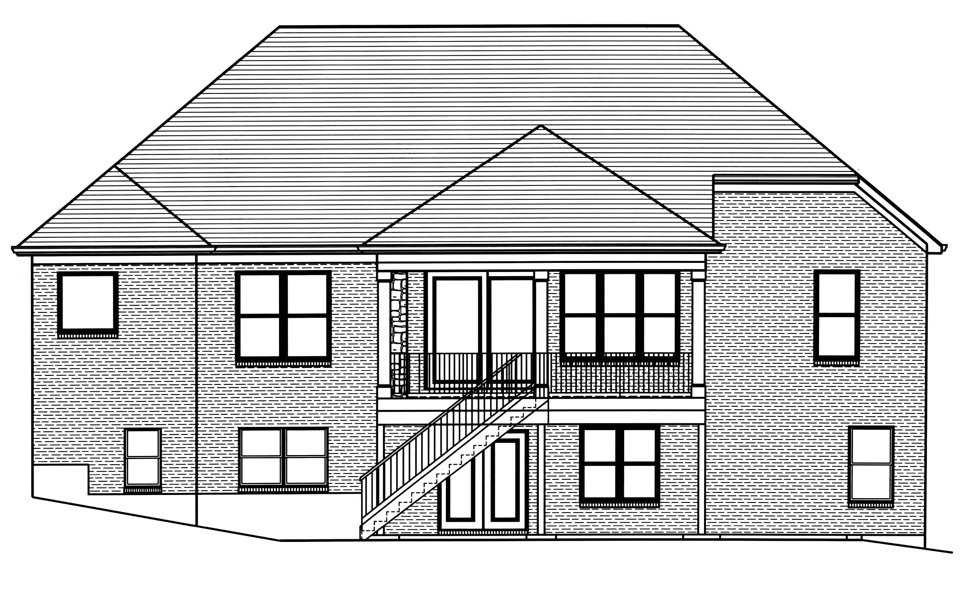 Home Plan Rear Elevation of this 3-Bedroom,1955 Sq Ft Plan -169-1176