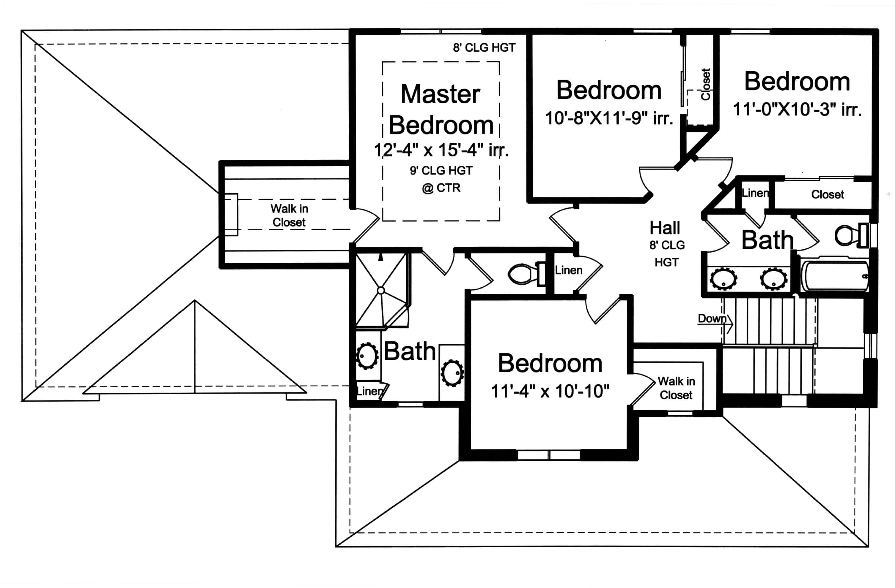 Floor Plan Upper Level of Farmhouse Plan #169-1177