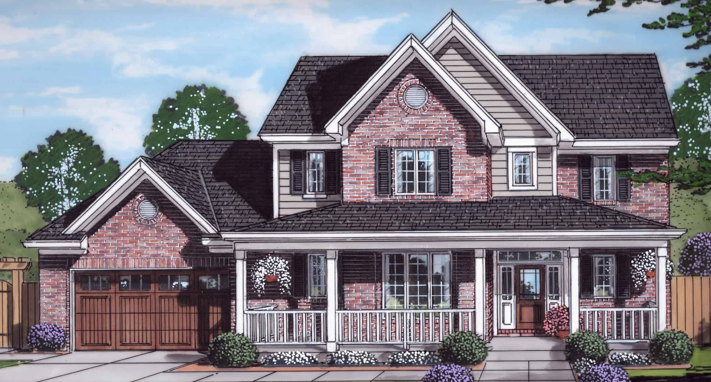 Front elevation of Farmhouse home (ThePlanCollection: House Plan #169-1177)
