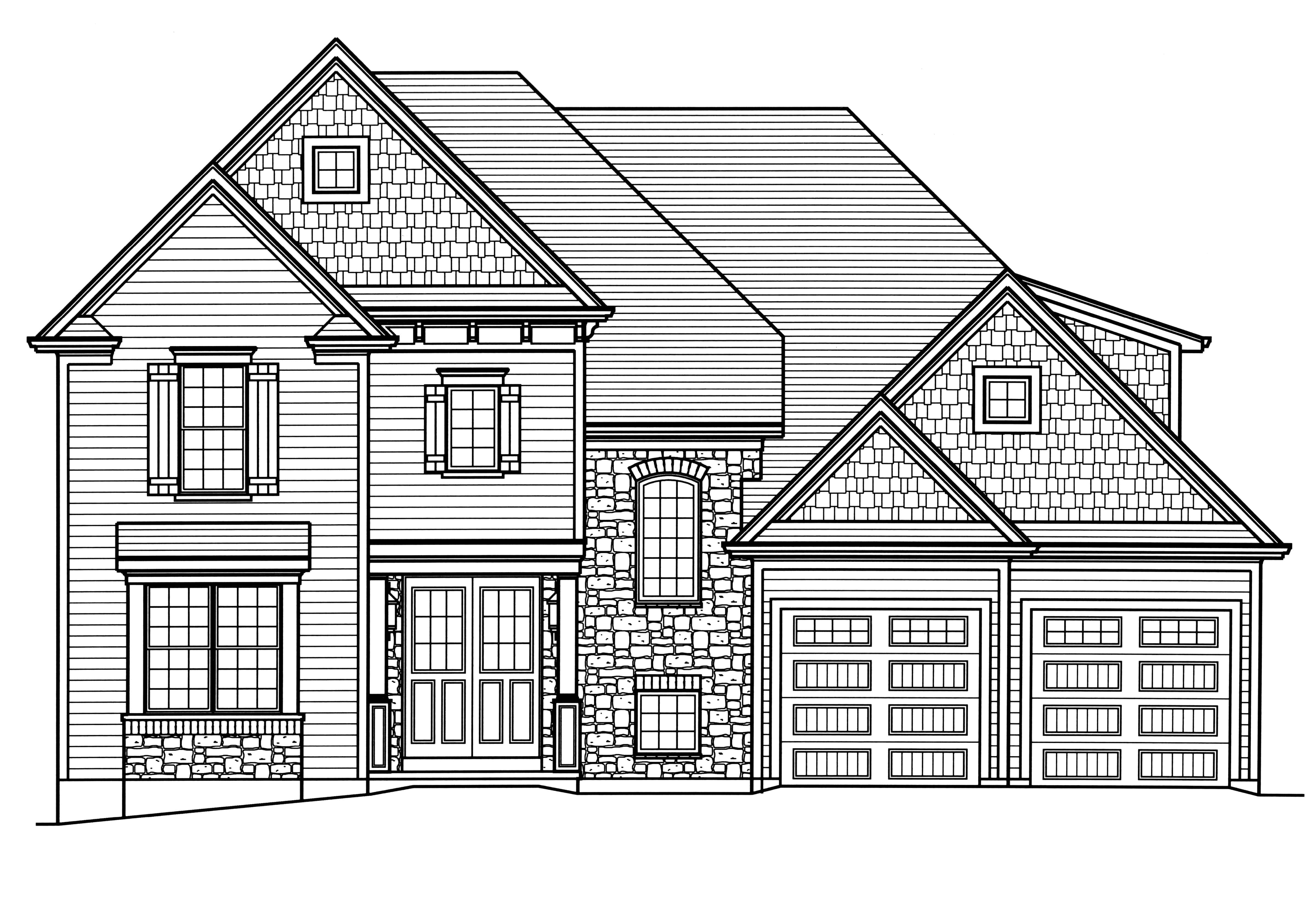 Home Plan Front Elevation of this 4-Bedroom,3246 Sq Ft Plan -169-1178