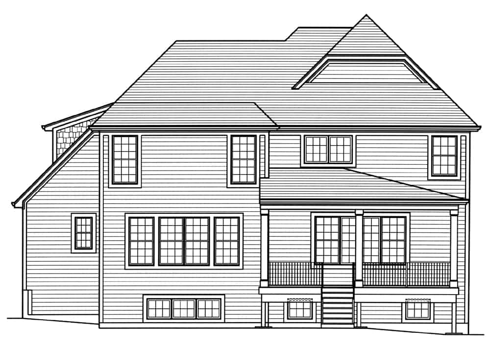 Home Plan Rear Elevation of this 4-Bedroom,3246 Sq Ft Plan -169-1178