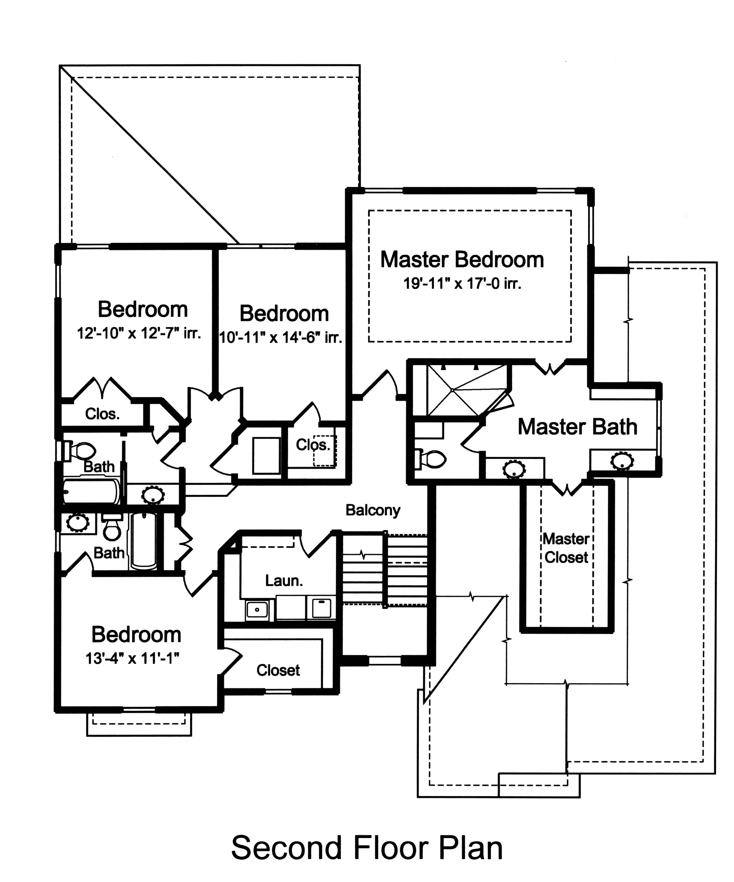 Floor Plan Upper Level of Farmhouse Plan #169-1178