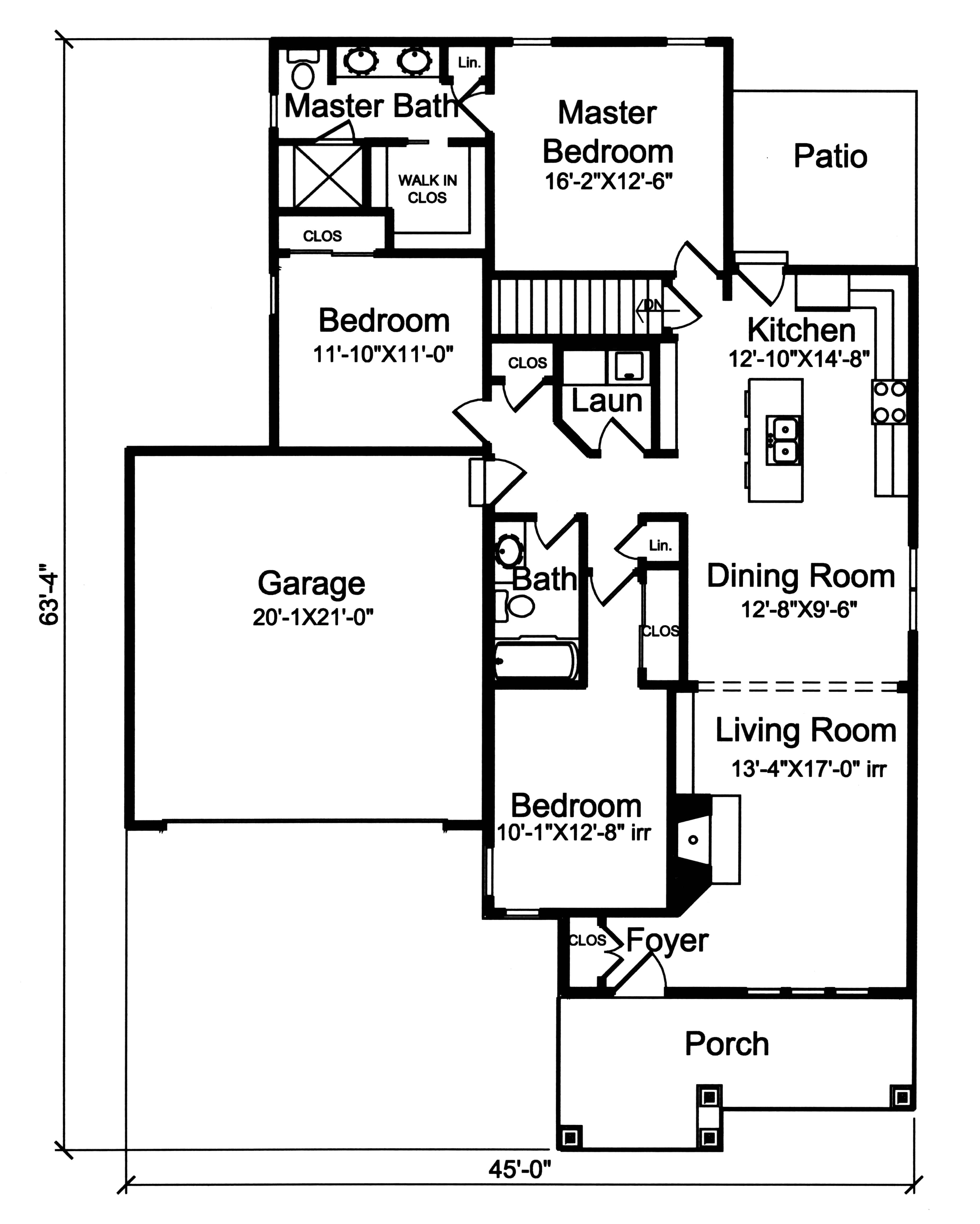 Floor Plan Main Level of Craftsman Plan #169-1182