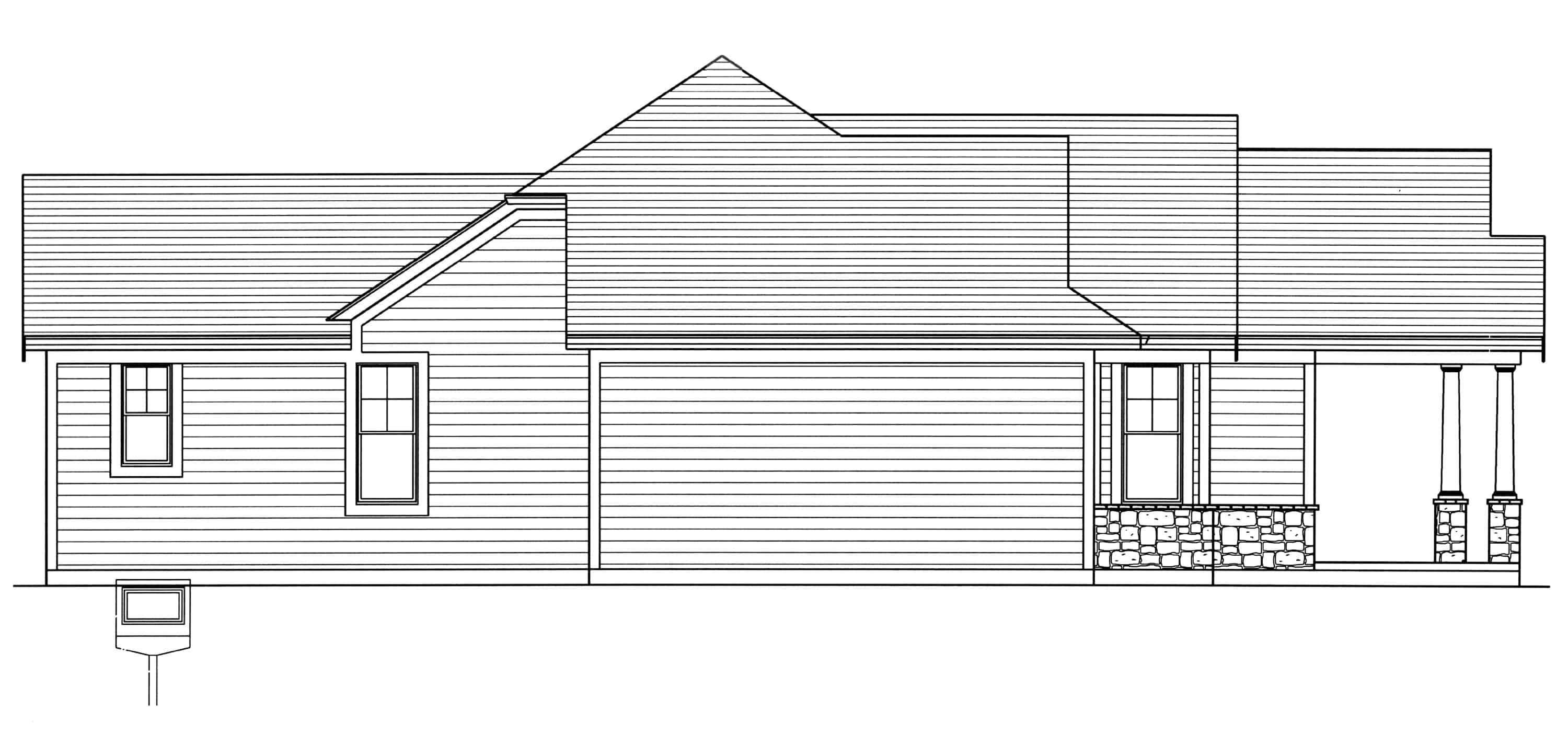 Home Plan Left Elevation of this 3-Bedroom,1463 Sq Ft Plan -169-1182