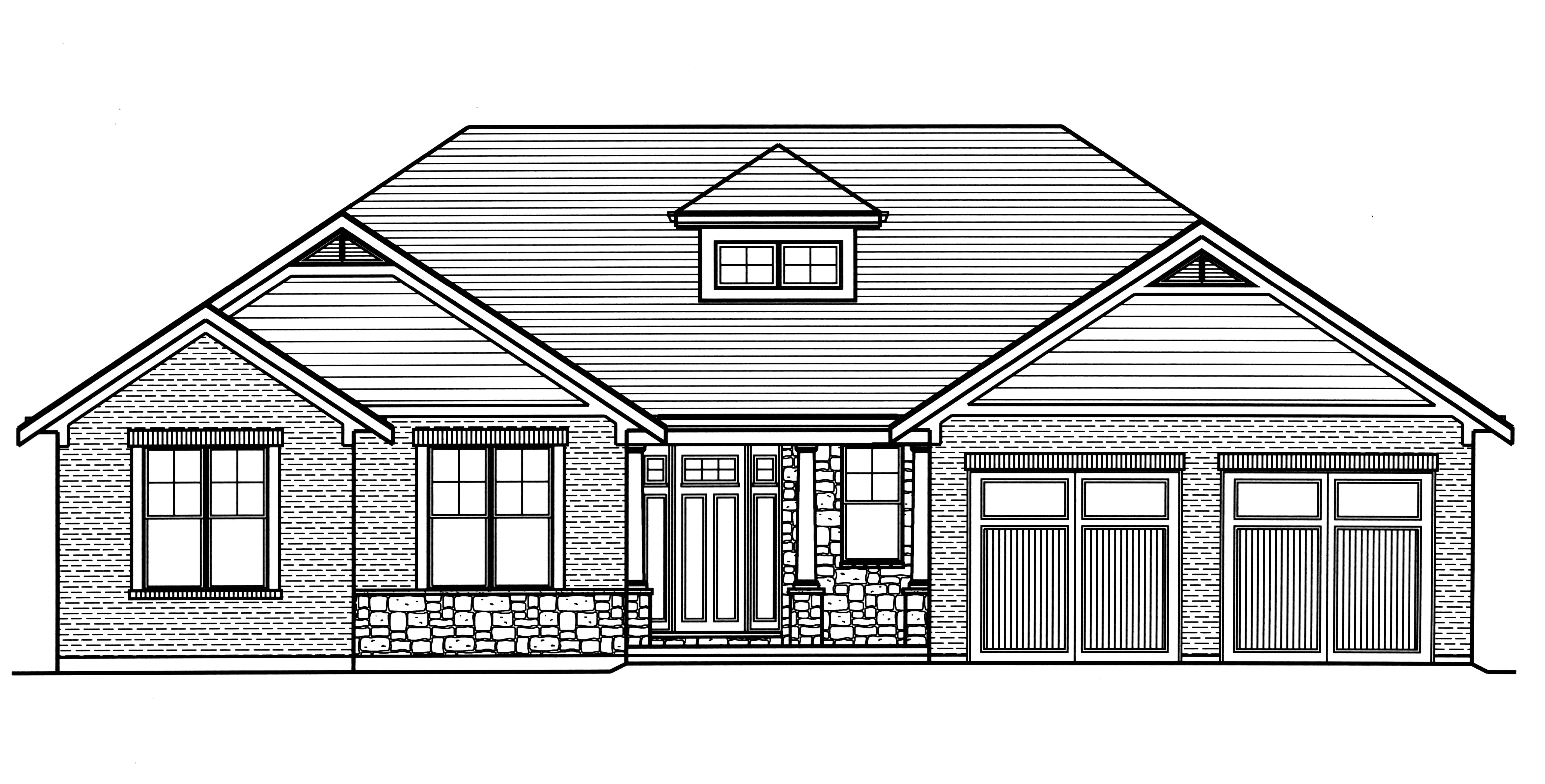 Home Plan Front Elevation of this 3-Bedroom,1708 Sq Ft Plan -169-1183