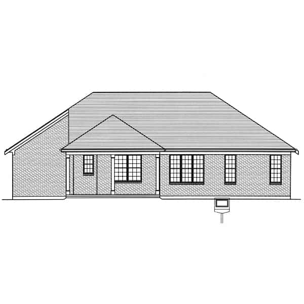 Home Plan Rear Elevation of this 3-Bedroom,1708 Sq Ft Plan -169-1183