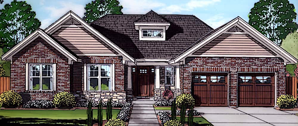 Front elevation of Ranch home (ThePlanCollection: House Plan #169-1183)