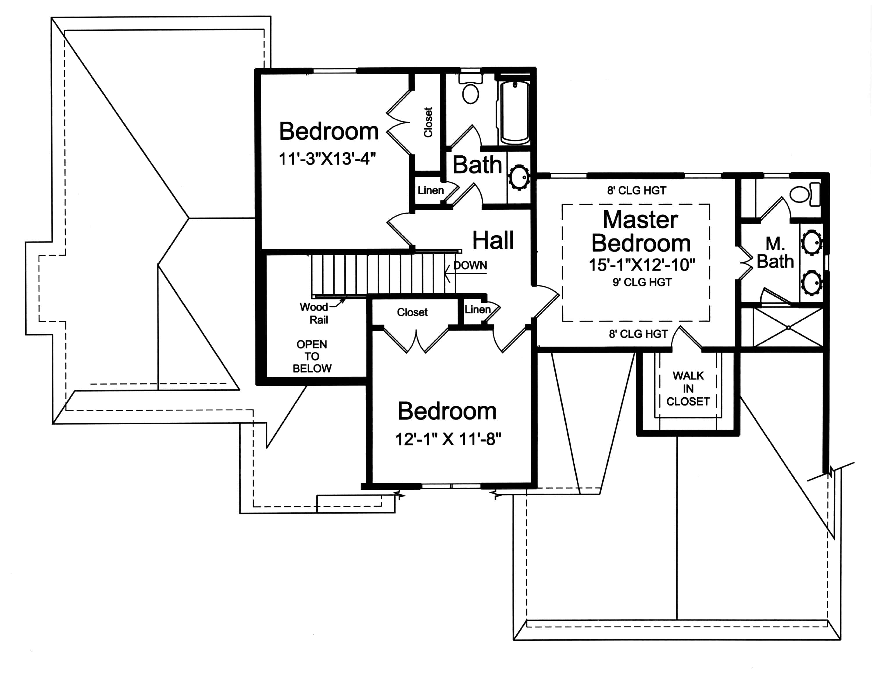 Floor Plan Upper Level of Farmhouse Plan #169-1184