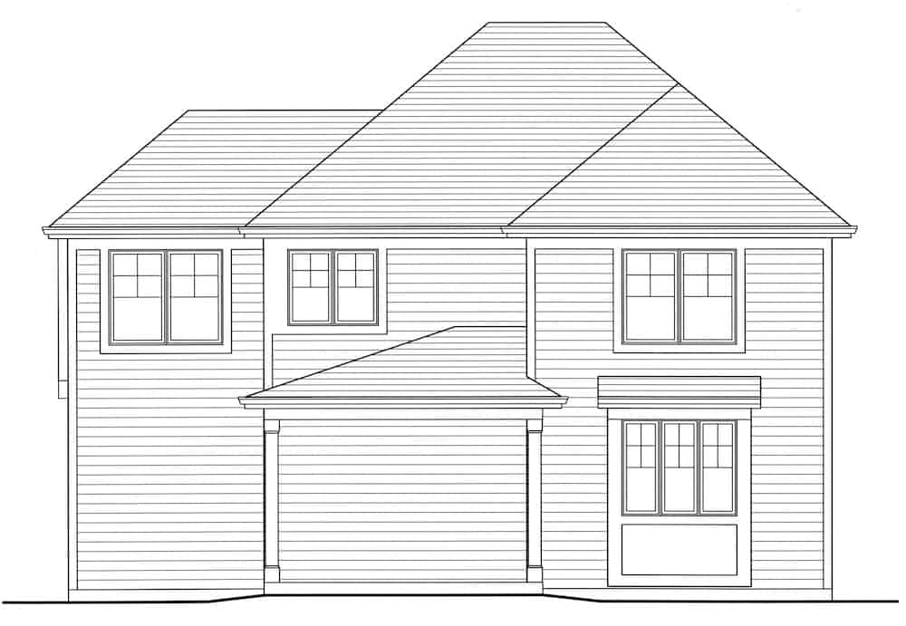 Home Plan Rear Elevation of this 4-Bedroom,2202 Sq Ft Plan -169-1185