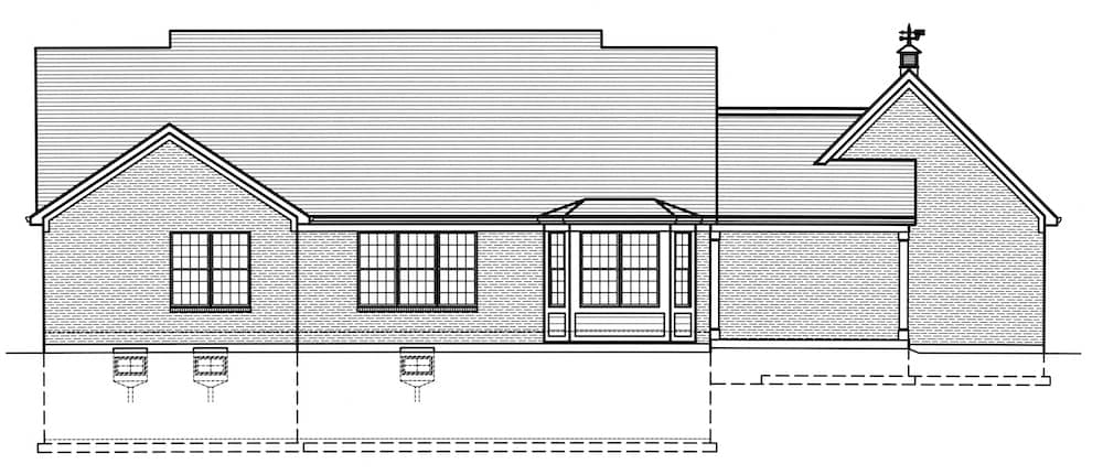 Home Plan Rear Elevation of this 3-Bedroom,2041 Sq Ft Plan -169-1186
