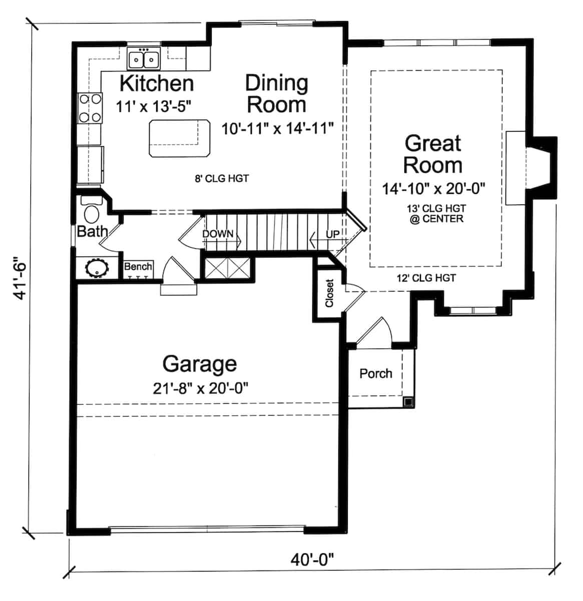 Main Level of Farmhouse Plan #169-1187