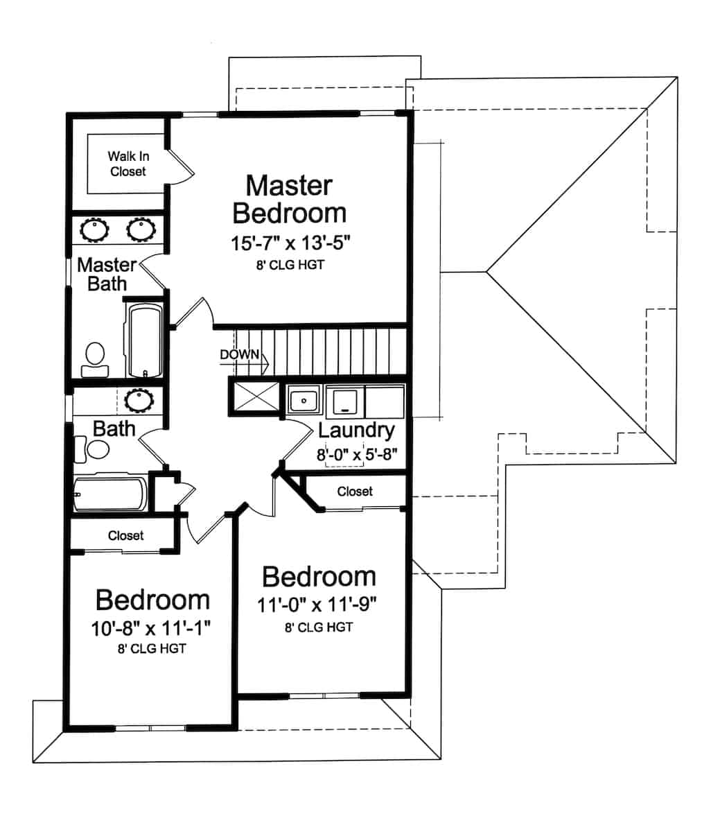 Upper Level of Farmhouse Plan #169-1187