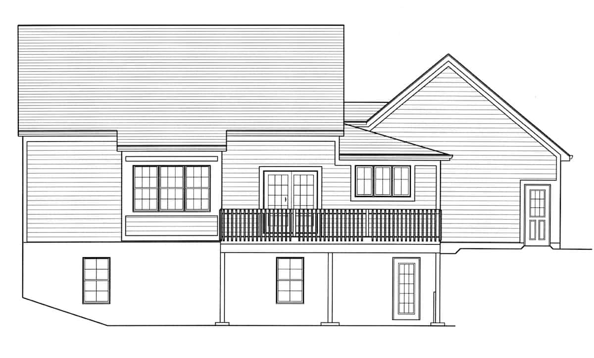 Home Plan Rear Elevation of this 3-Bedroom,1790 Sq Ft Plan -169-1188
