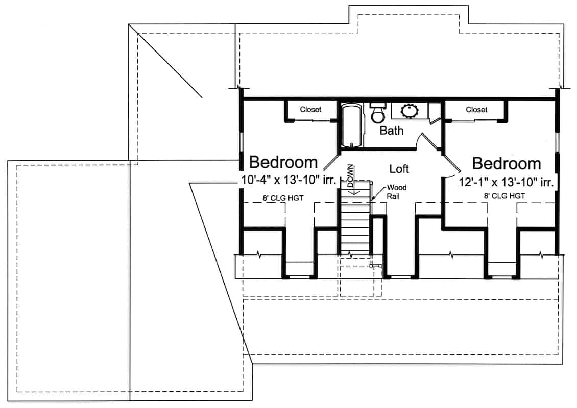 Upper Level of Farmhouse Plan #169-1188