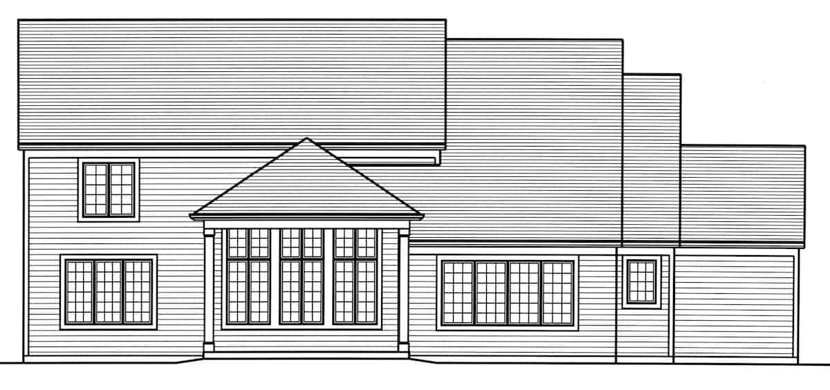 Home Plan Rear Elevation of this 4-Bedroom,3455 Sq Ft Plan -169-1189