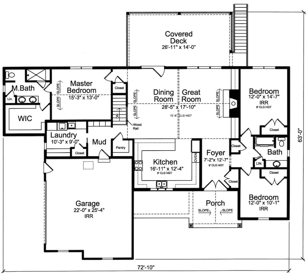 Main Level of Acadian Plan #169-1190