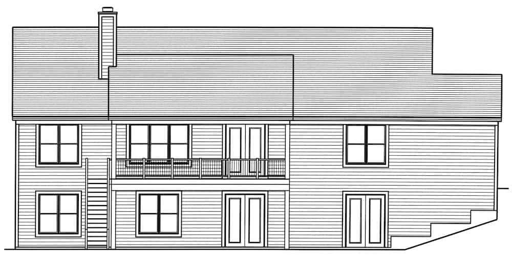 Home Plan Rear Elevation of this 4-Bedroom,3160 Sq Ft Plan -169-1190