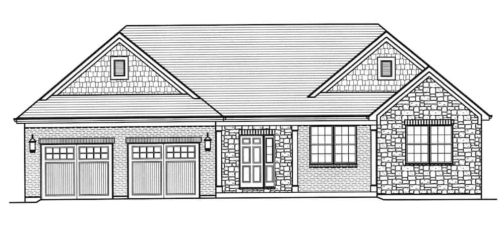 Home Plan Front Elevation of this 3-Bedroom,1971 Sq Ft Plan -169-1191