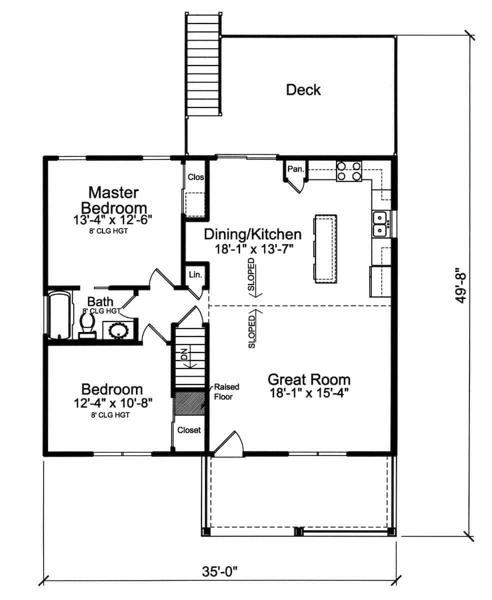 Main Level of Ranch Plan #169-1192