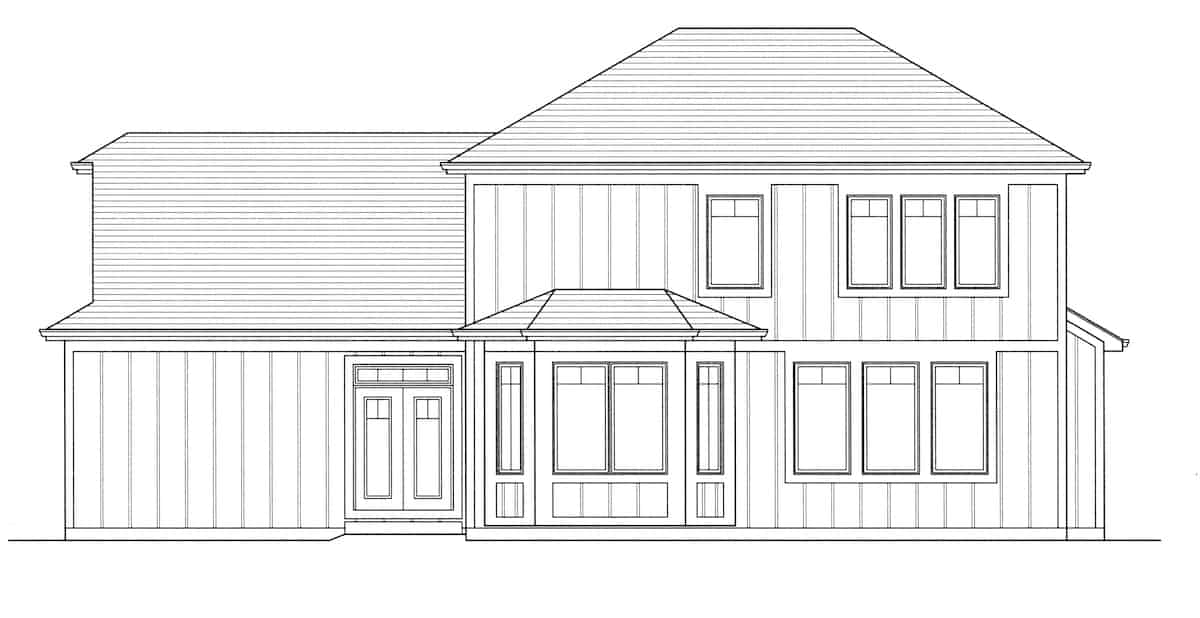 Home Plan Rear Elevation of this 4-Bedroom,2700 Sq Ft Plan -169-1194