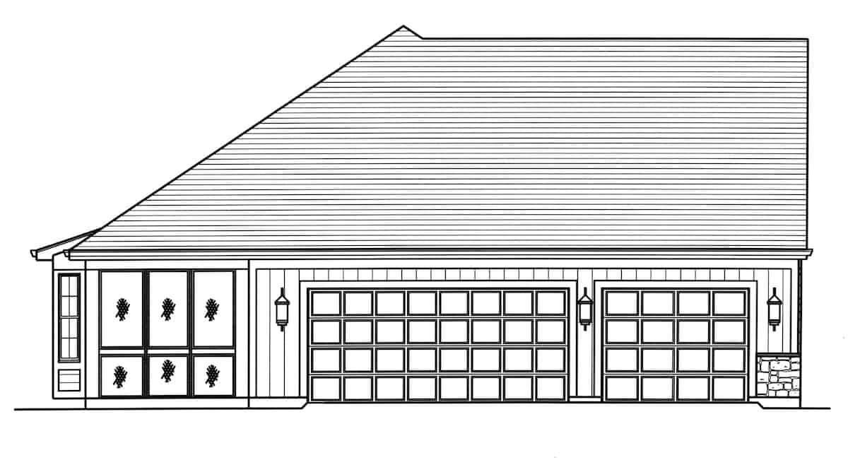 Home Plan Left Elevation of this 3-Bedroom,1706 Sq Ft Plan -169-1195