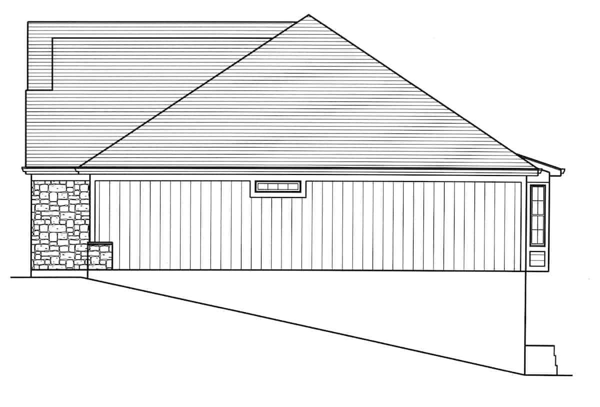 Home Plan Right Elevation of this 3-Bedroom,1706 Sq Ft Plan -169-1195