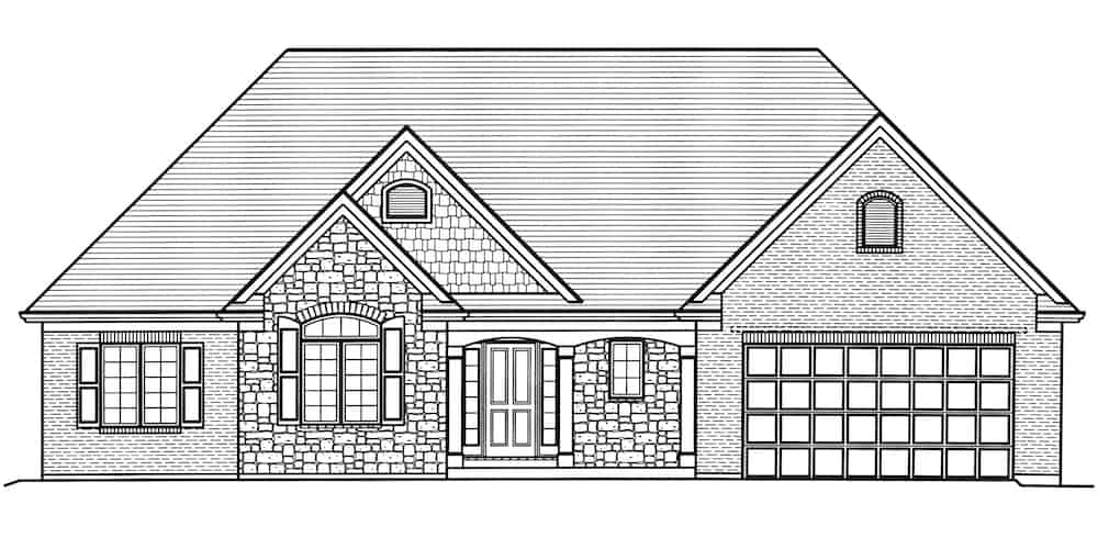 Home Plan Front Elevation of this 3-Bedroom,2009 Sq Ft Plan -169-1196