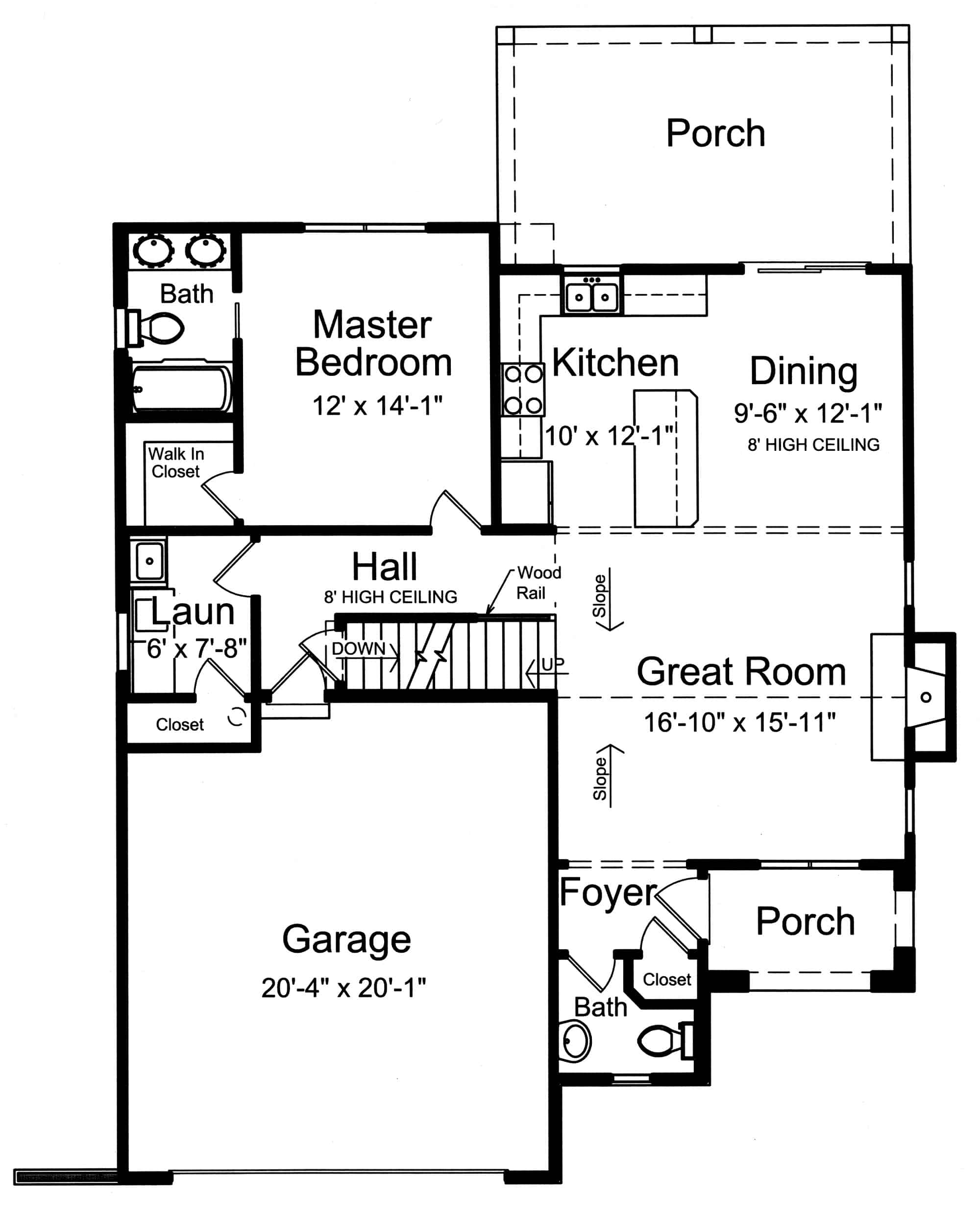 Main Level of Cottage Plan #169-1197