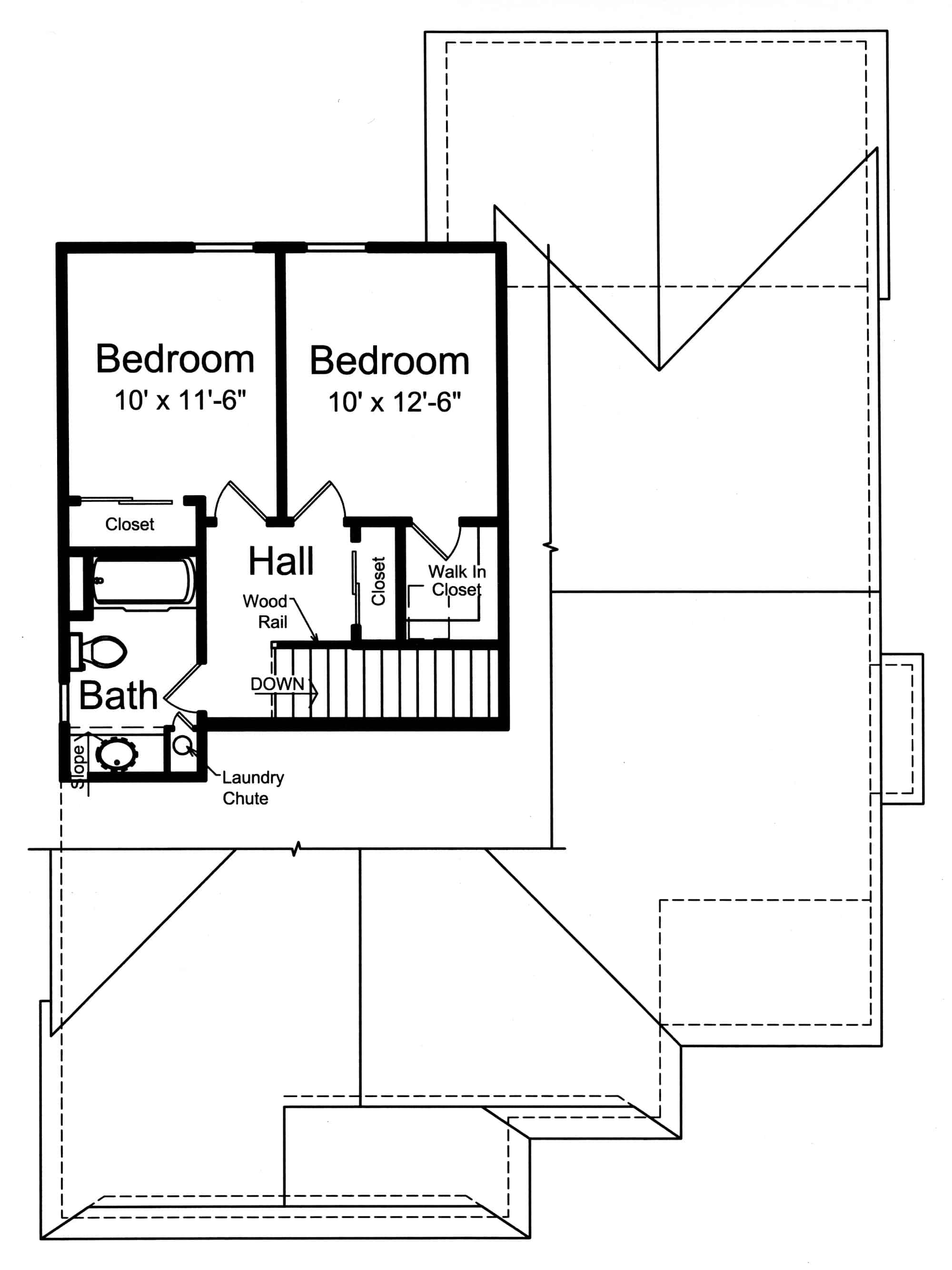 Upper Level of Cottage Plan #169-1197