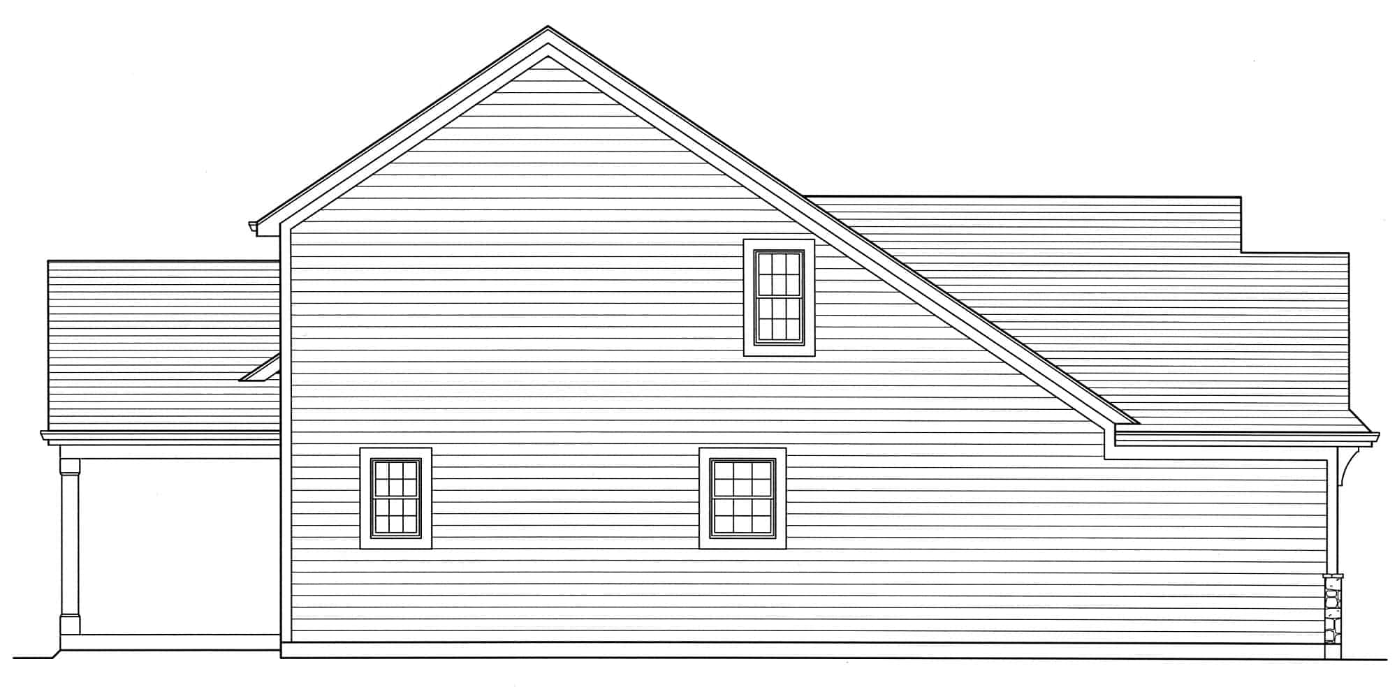 Home Plan Left Elevation of this 3-Bedroom,1487 Sq Ft Plan -169-1197