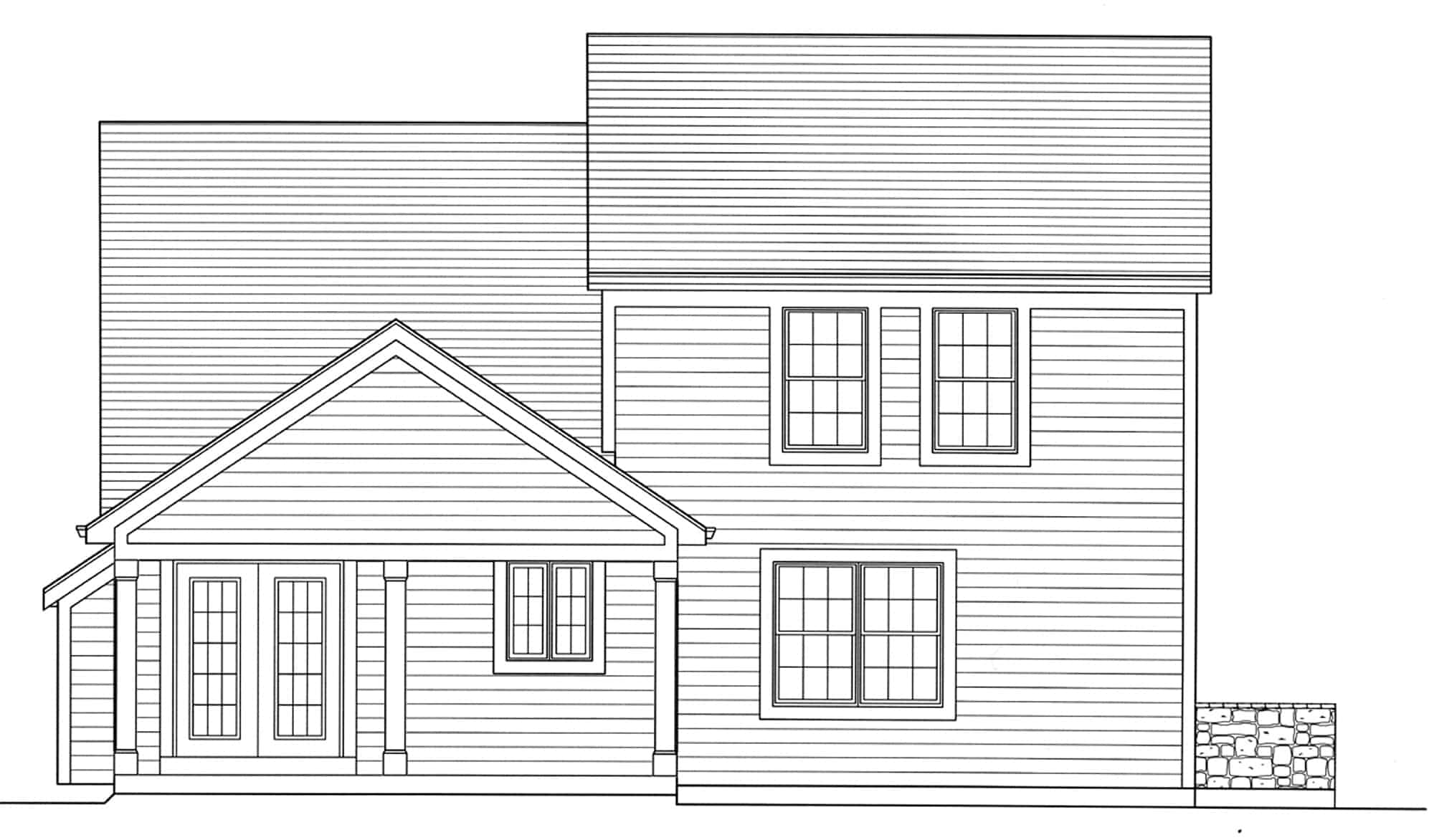 Home Plan Rear Elevation of this 3-Bedroom,1487 Sq Ft Plan -169-1197
