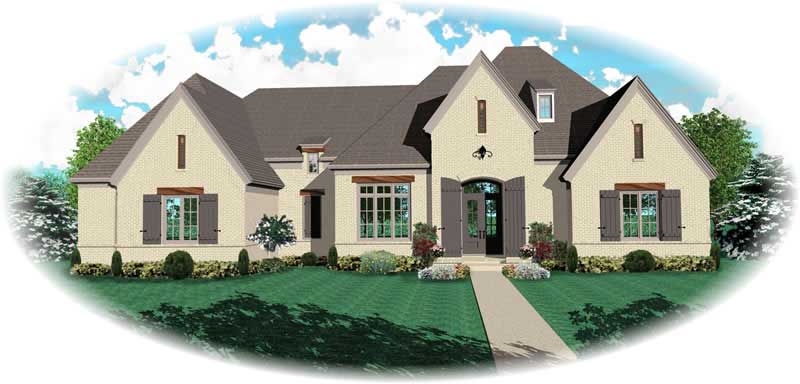 Front view of Southern home (ThePlanCollection: House Plan #170-1007)