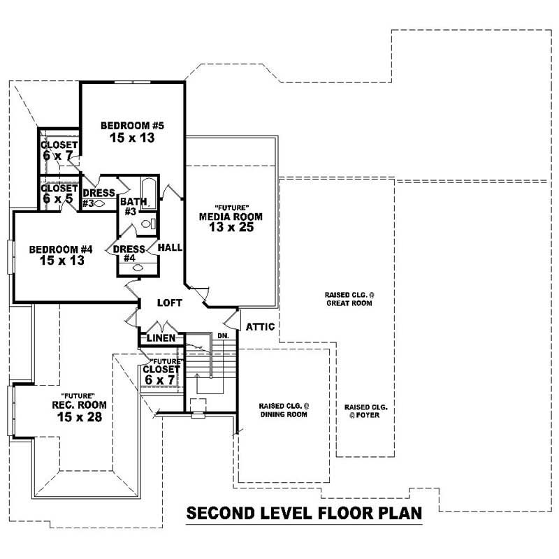 Floor Plan Second Story of Southern Plan #170-1007