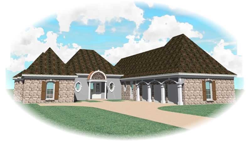 Front view of Southern home (ThePlanCollection: House Plan #170-1014)