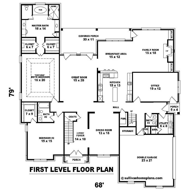 Floor Plan First Story of Luxury Plan #170-1020
