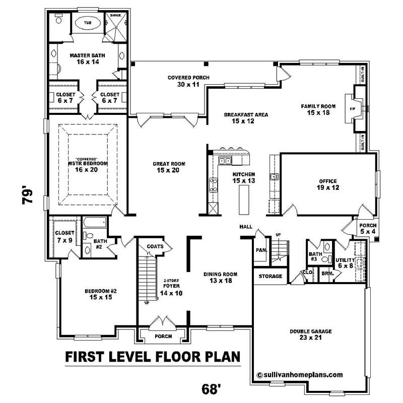 Floor Plan First Story of Luxury Plan #170-1021